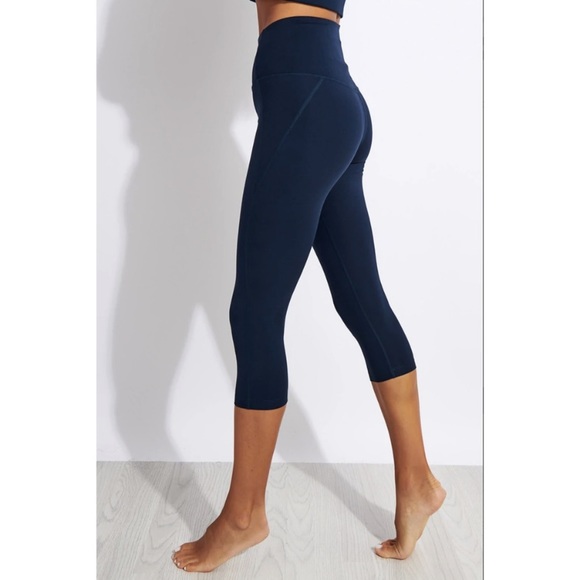 girlfriend collective Pants - Girlfriend Collective Compressive High Waisted Capri Legging Midnight Blue Med
